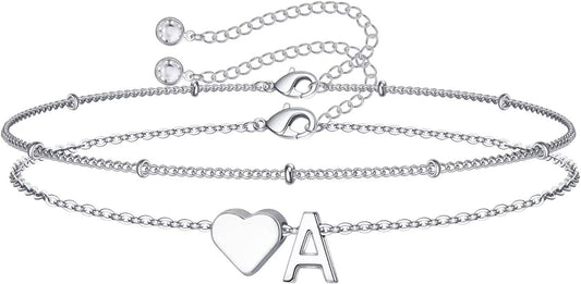 M MOOHAM Pulseras de oro con inicial de corazón para mujer, pulsera...