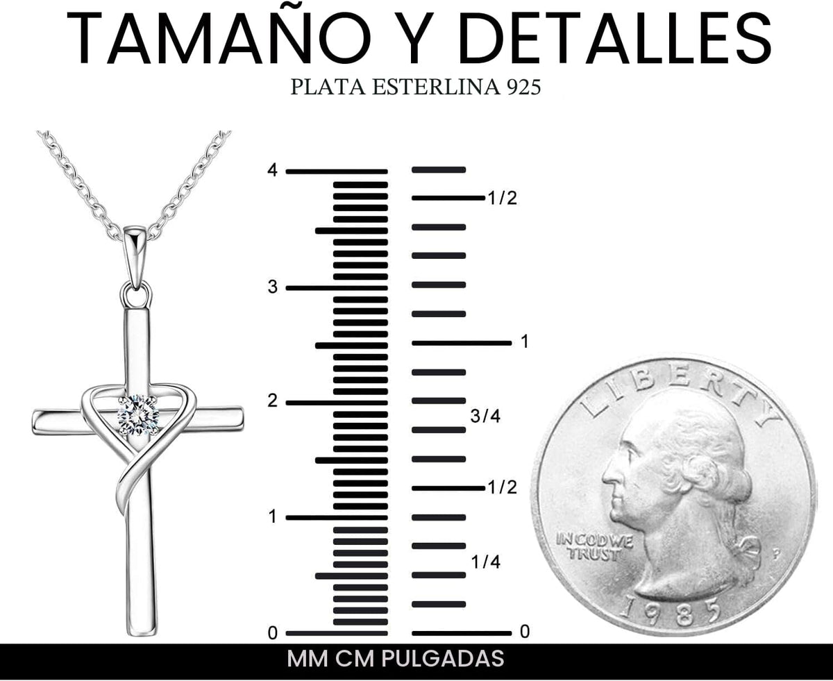 AmorAime Collar con cruz de plata de ley 925 para mujeres y hombres...