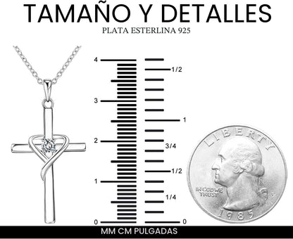 AmorAime Collar con cruz de plata de ley 925 para mujeres y hombres...