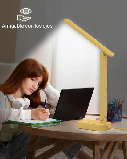 Addtam Lámpara LED de escritorio, tira de alimentación con 3 tomas,...
