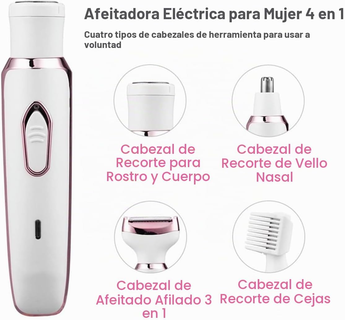 Maquinilla de afeitar eléctrica 4 en 1, afeitadora de mujer para na...
