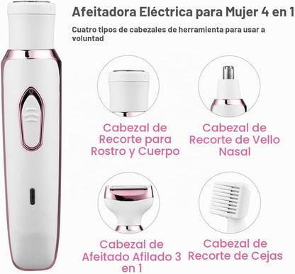 Maquinilla de afeitar eléctrica 4 en 1, afeitadora de mujer para na...