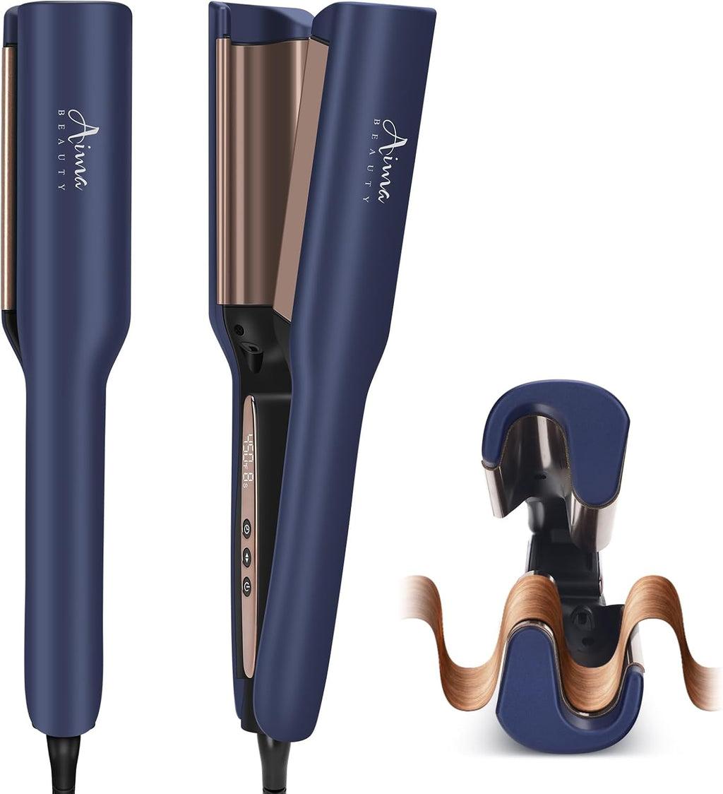 Aima Beauty Onda profunda de 1 pulgada rizador de pelo rizador ondu...