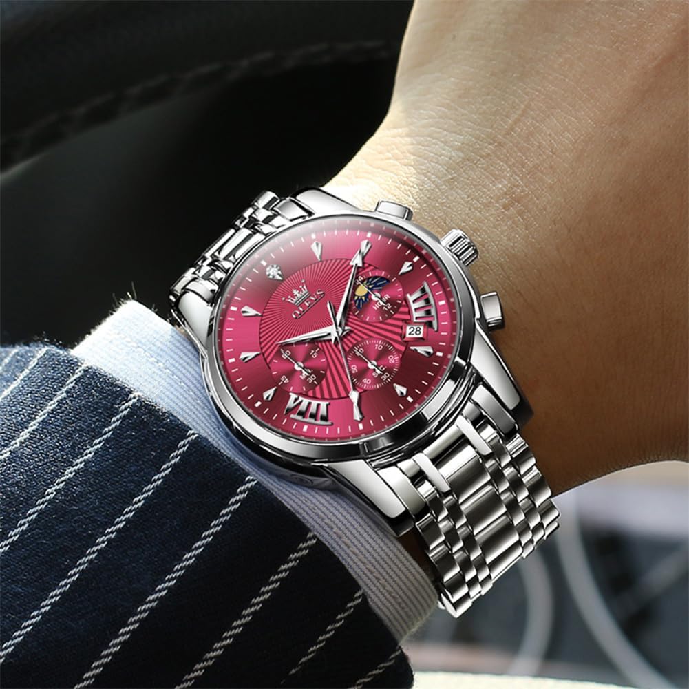 OLEVS Relojes para hombre Relojes de cronógrafo de fácil lectura lu...