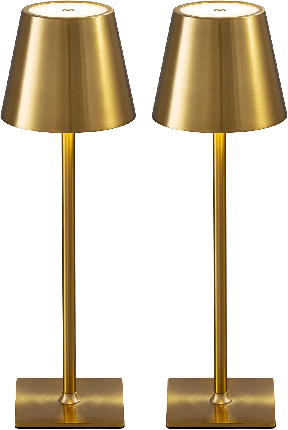 KDG Paquete de 2 lámparas de mesa inalámbricas doradas, lámparas de...