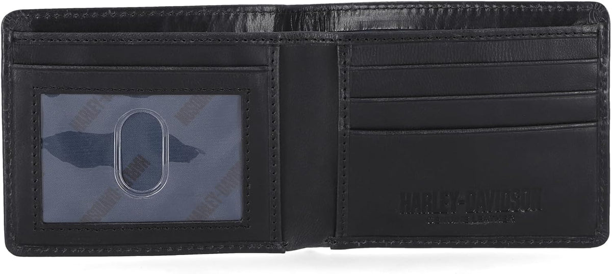 Harley-Davidson Cartera de cuero genuino con bloqueo RFID para hombre