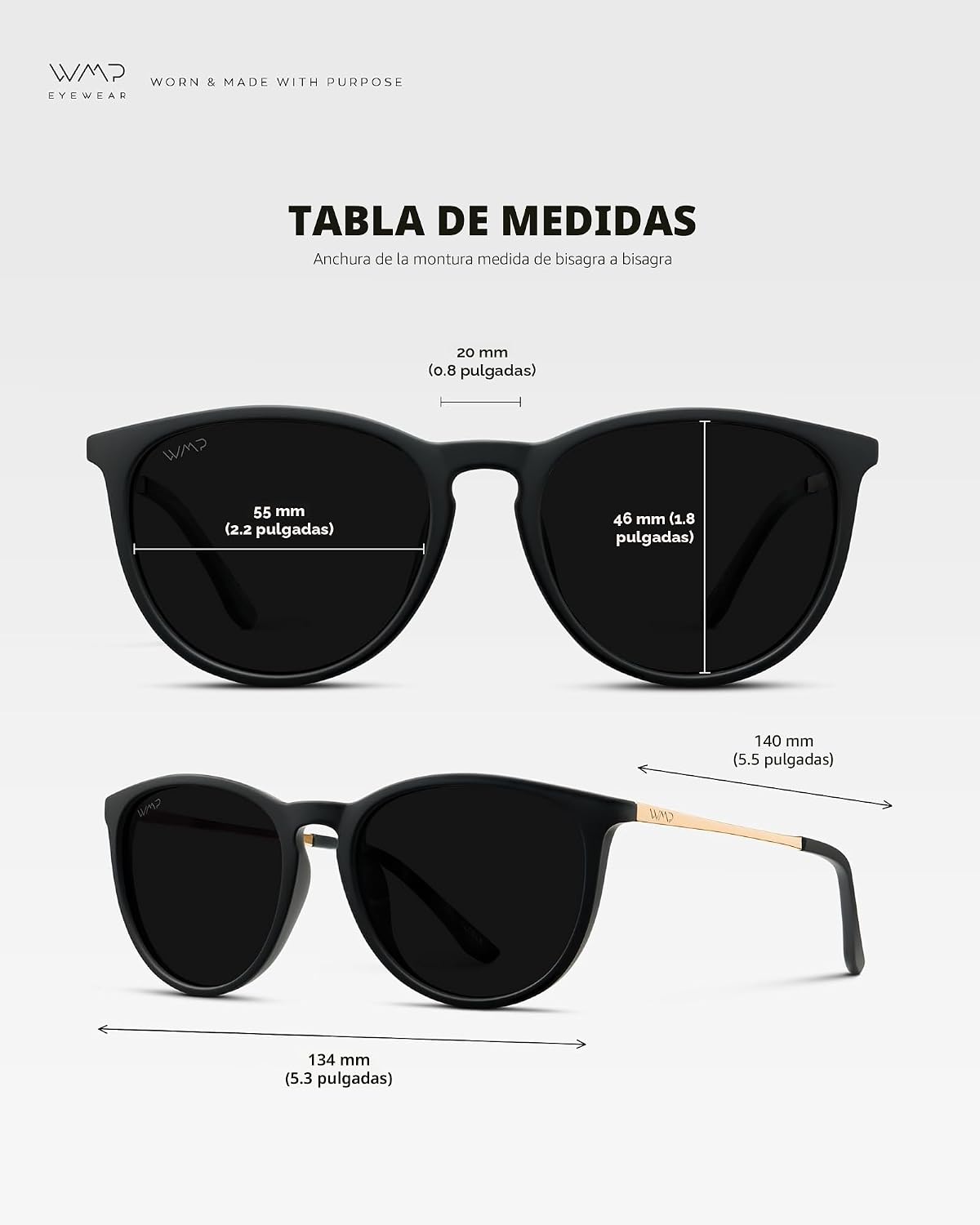 WearMe Pro Gafas de sol polarizadas redondas para mujer, protección...