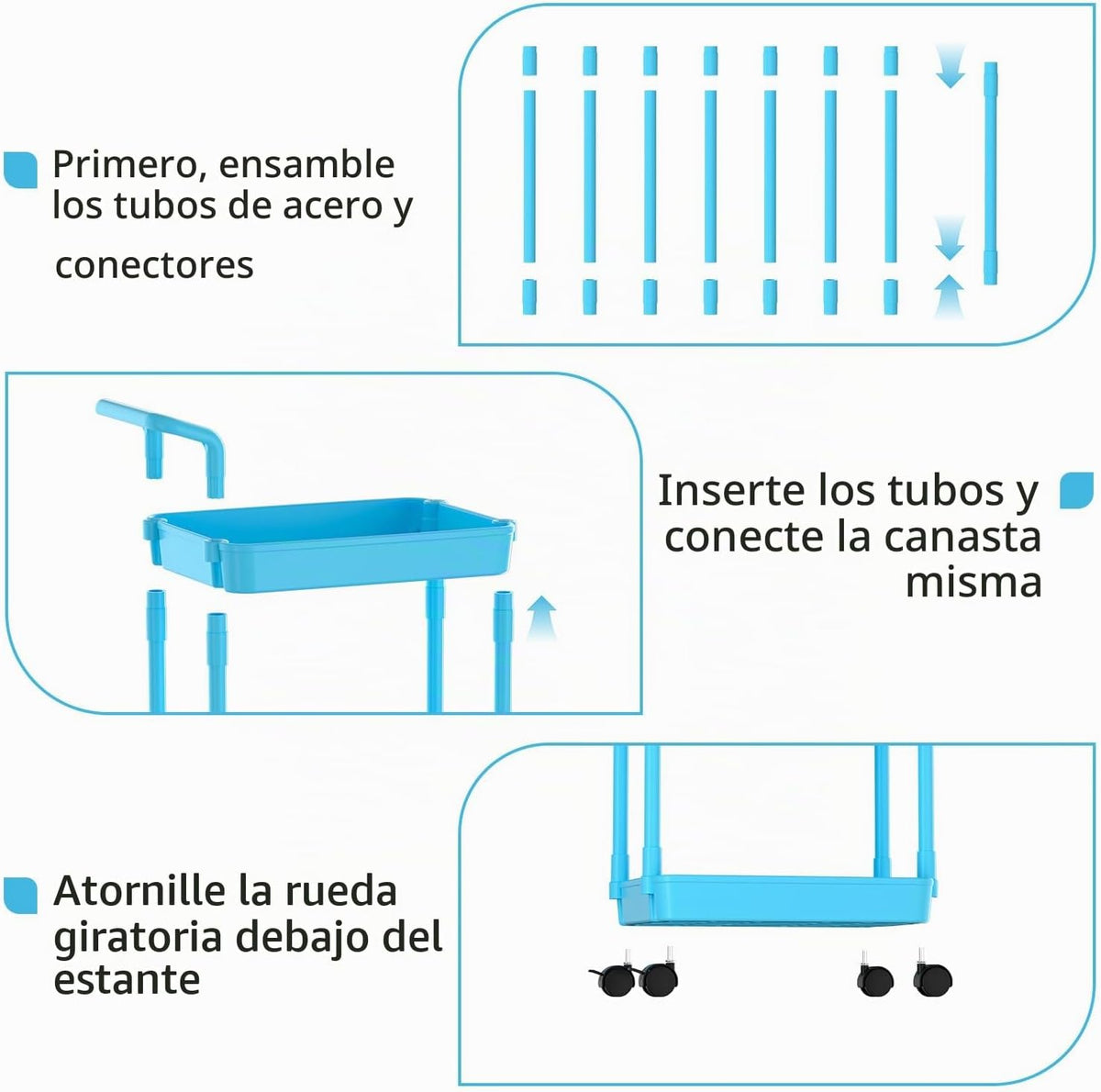Carrito para pañales Volnamal, carrito con ruedas de 3 niveles para...