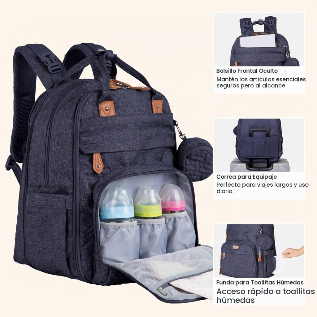 BabbleRoo Mochila para Pañales Extra Grande, Bolsa de Bebé Expandib...