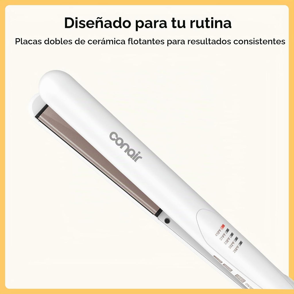 Conair - Plancha para el cabello, doble cerámica, platos extralargo...