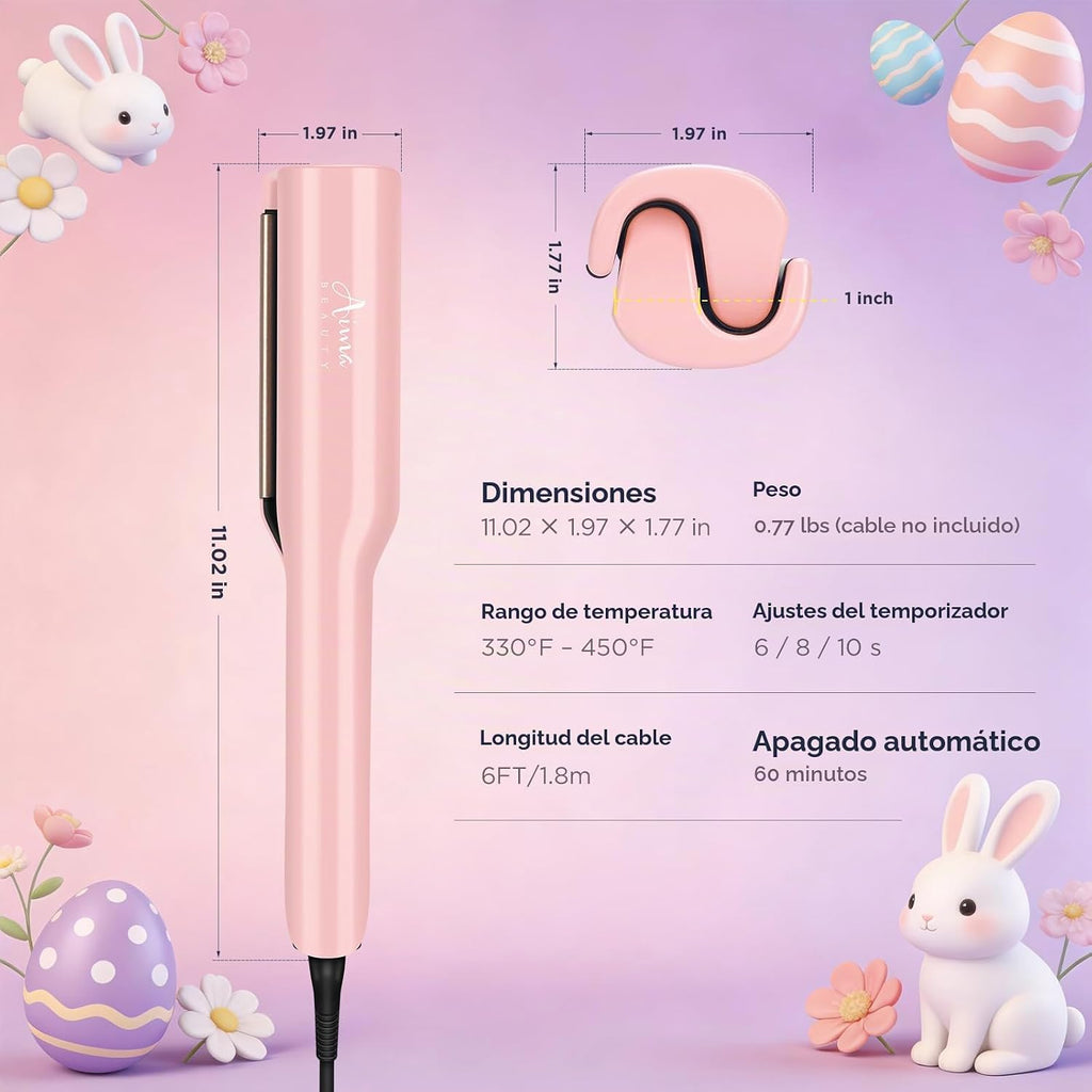 Aima Beauty Onda profunda de 1 pulgada rizador de pelo rizador ondu...