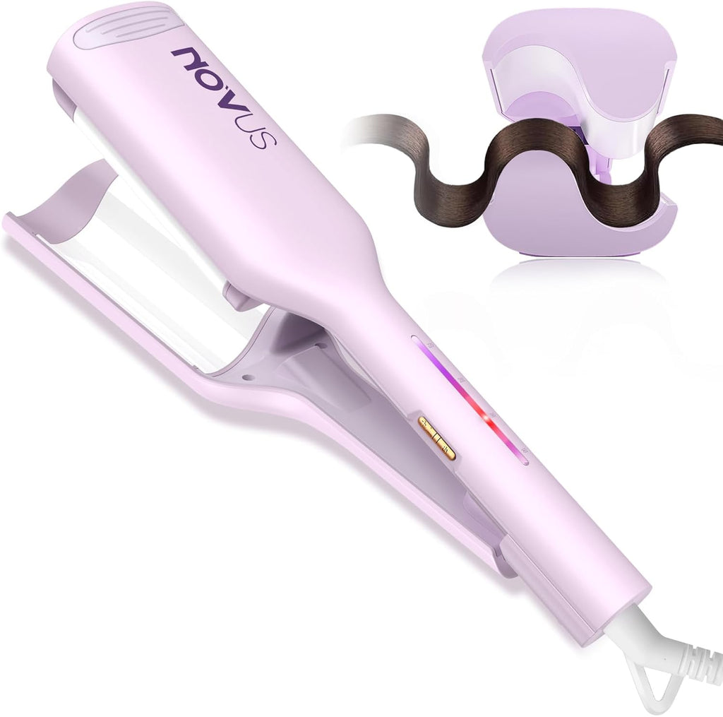 NOVUS Rizador de pelo ondulado antiquemaduras, rizador de pelo ondu...