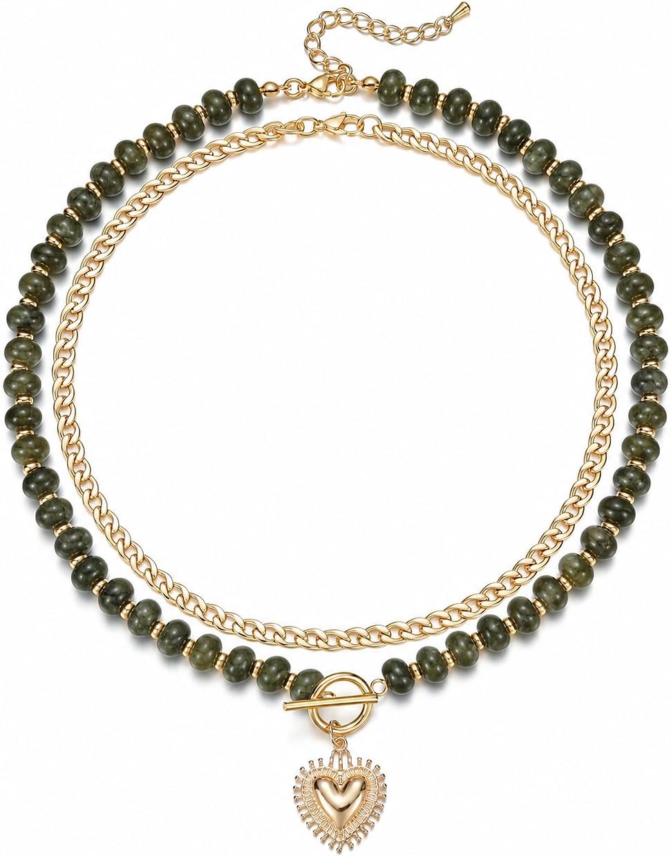 kdraco Collares con cuentas de piedras preciosas coloridas y gruesa...