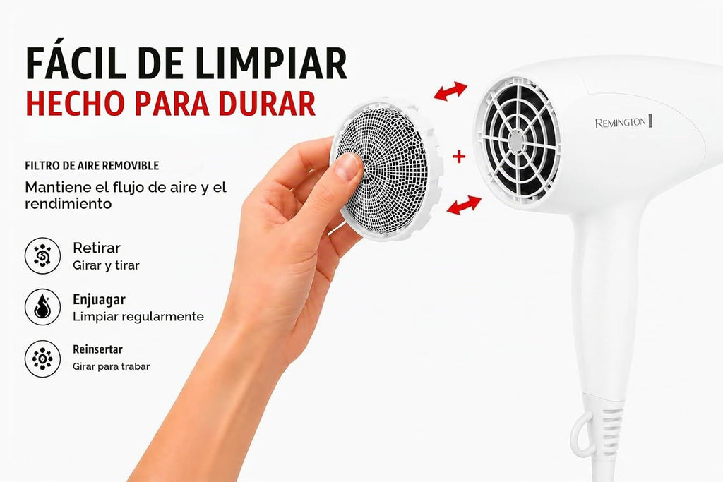 Remington Secador de pelo de protección contra daños, tecnología ió...