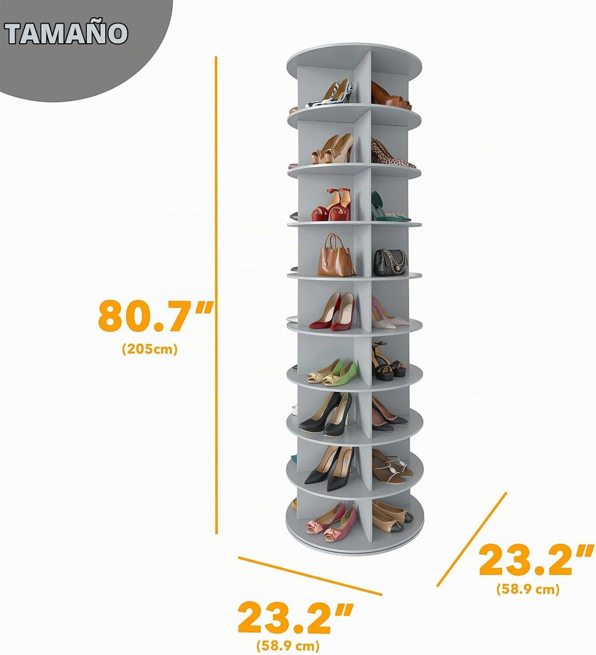 SpaceAid Zapatero giratorio de 9 niveles, torre de exhibición de za...