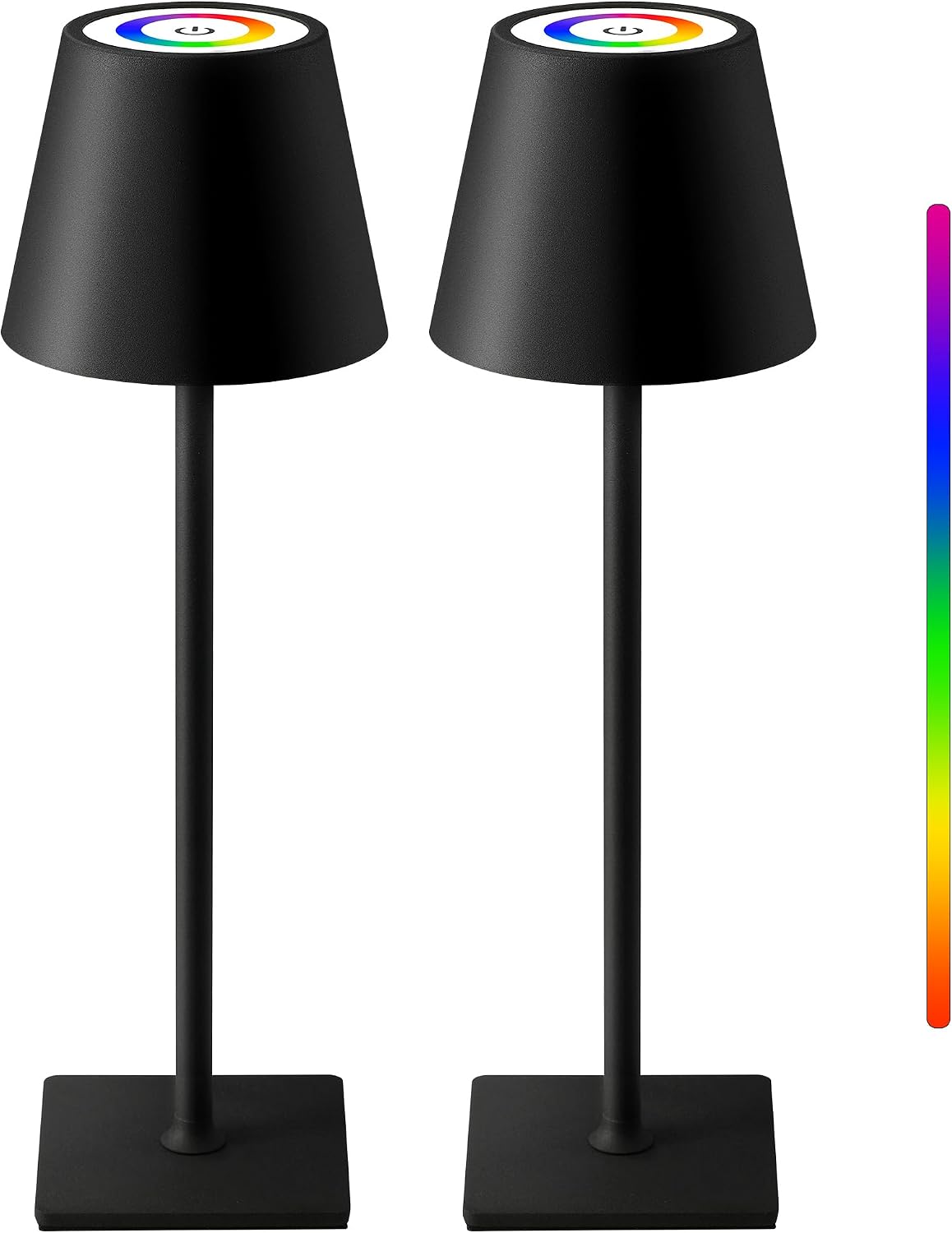 KDG Paquete de 2 lámparas de mesa inalámbricas, atenuación continua...
