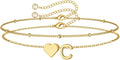 M MOOHAM Pulseras de oro con inicial de corazón para mujer, pulsera...