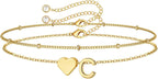 M MOOHAM Pulseras de oro con inicial de corazón para mujer, pulsera...