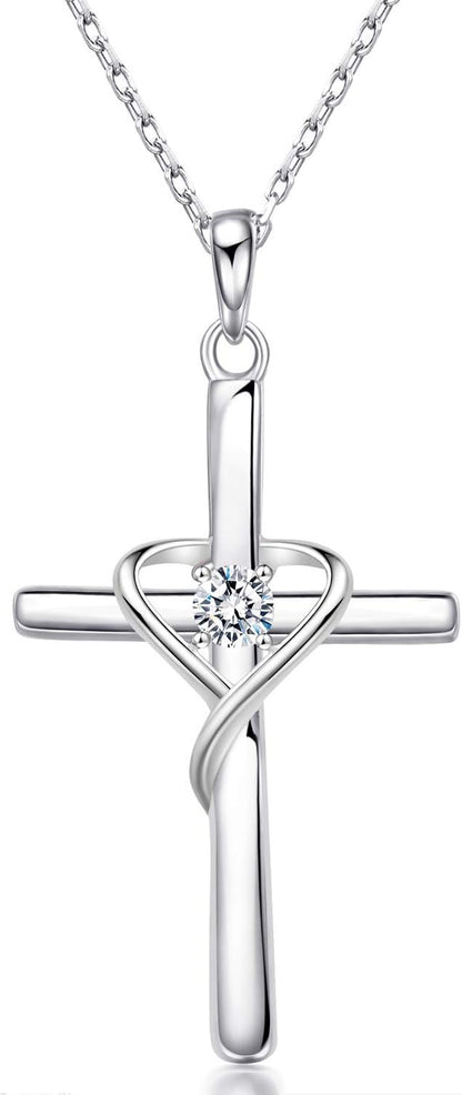 AmorAime Collar con cruz de plata de ley 925 para mujeres y hombres...