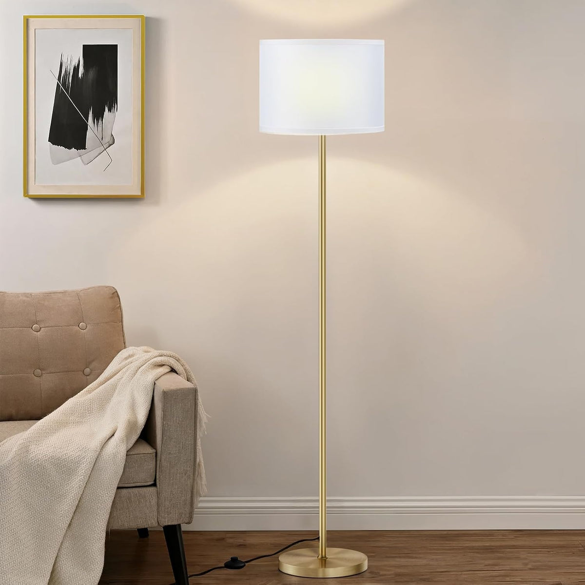 Ambimall Lámpara de pie moderna de 60 pulgadas con pantalla, lámpar...