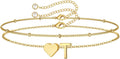 M MOOHAM Pulseras de oro con inicial de corazón para mujer, pulsera...