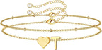 M MOOHAM Pulseras de oro con inicial de corazón para mujer, pulsera...
