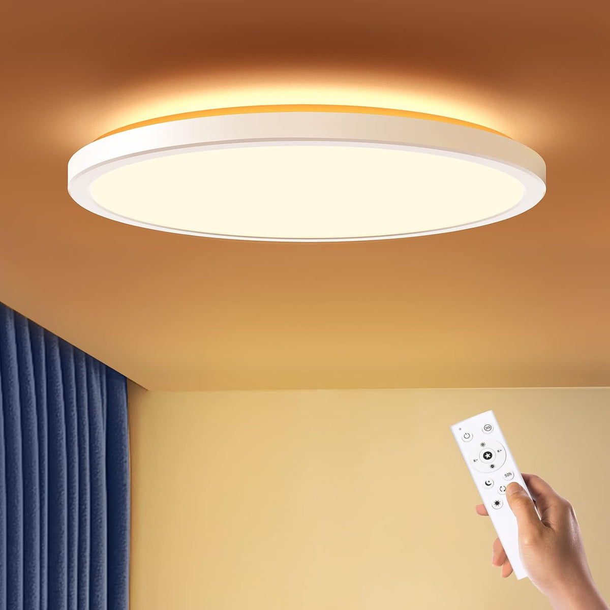 BLNAN Lámpara LED de techo empotrada con control remoto, 15.4 pulga...