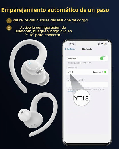 Auriculares inalámbricos, Bluetooth 5.4 Auriculares deportivos sobr...