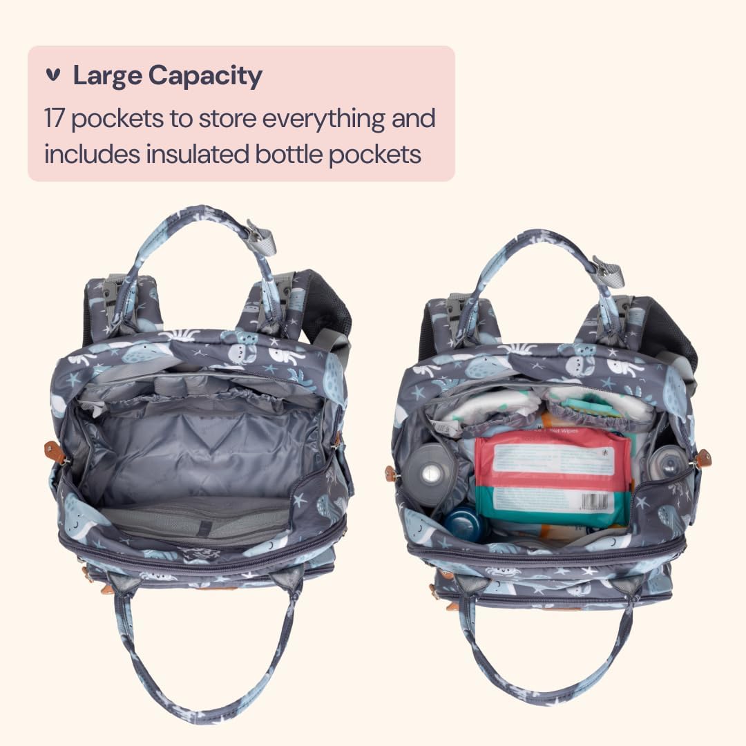 BabbleRoo Mochila para pañales \u2013 Bolsa de viaje esencial para...