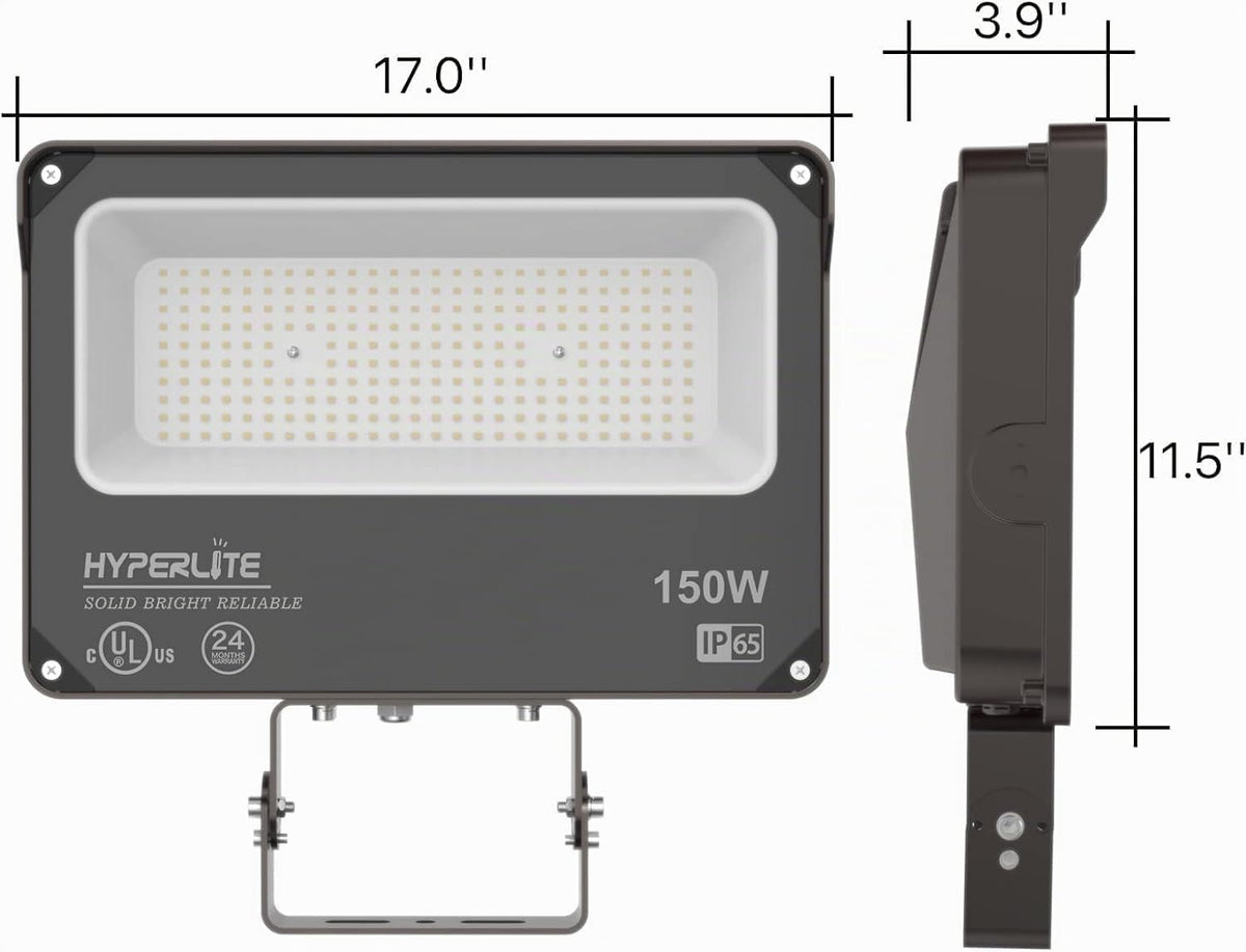 HYPERLITE Luz de inundación LED de 150 W, 2 unidades, 18000 lm, 500...