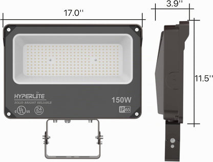 HYPERLITE Luz de inundación LED de 150 W, 2 unidades, 18000 lm, 500...