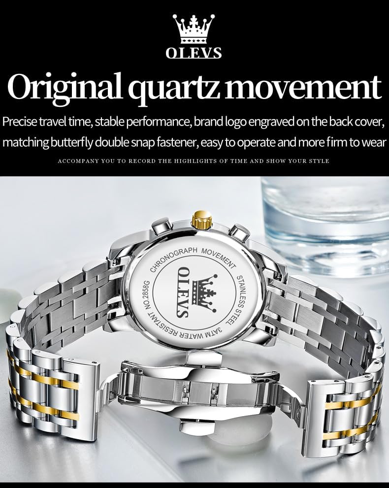 OLEVS Relojes para hombre Relojes de cronógrafo de fácil lectura lu...