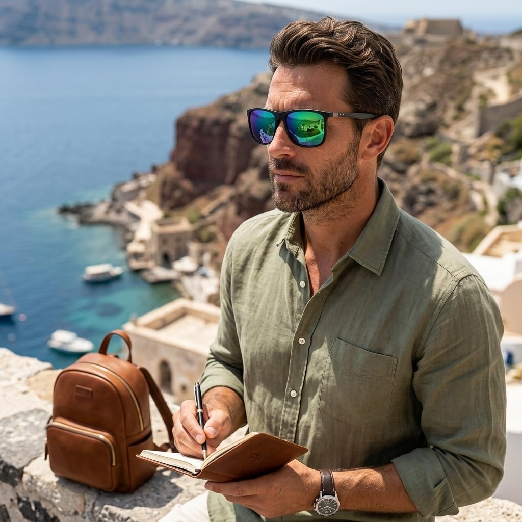ZENOTTIC Gafas de sol polarizadas cuadradas para hombre, ultraliger...