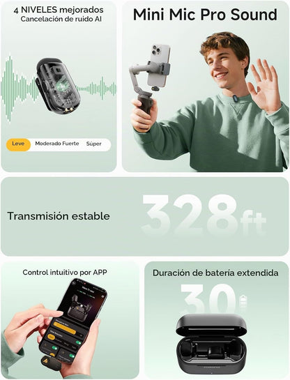MAONO Micrófono inalámbrico T1 para iPhone\/Android (USBC\/Lightnin...