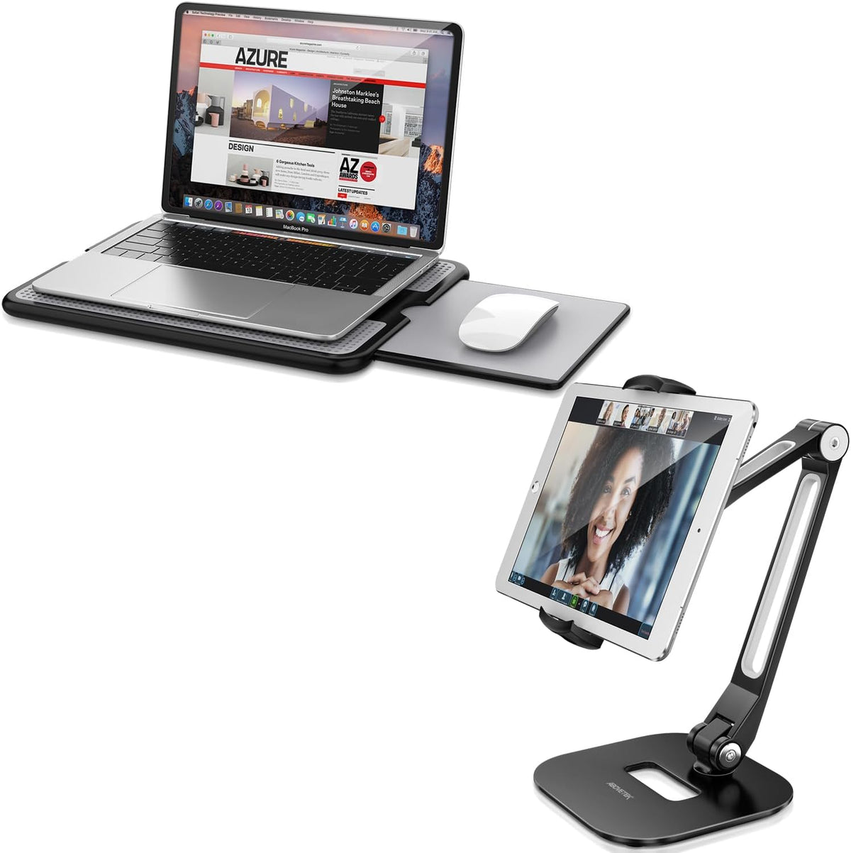 AboveTEK Escritorio portátil para laptop con bandeja retráctil para...