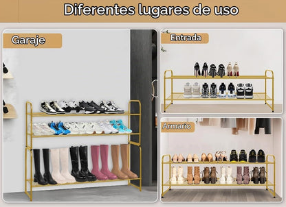 KEETDY Zapatero largo de 2 niveles para armario, organizador de zap...