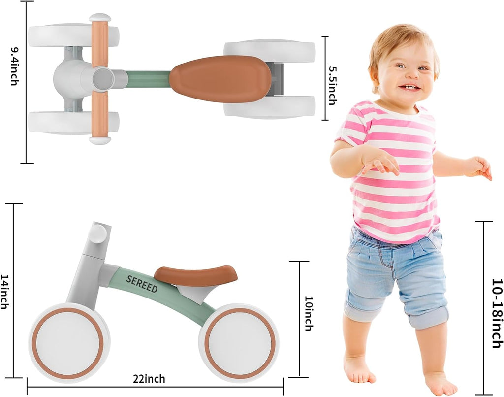 SEREED Bicicleta de equilibrio para bebés de 1 a 2 años, 4 ruedas,...