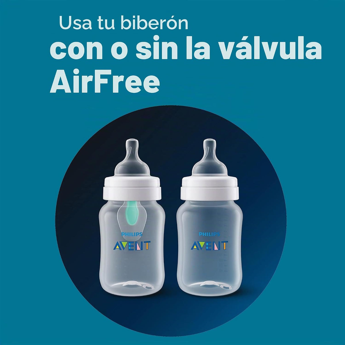Philips Avent Biberón anticólicos con ventilación AirFree, flujo me...