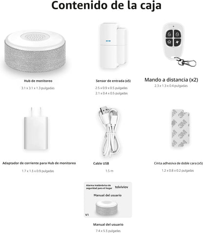 Sistema de alarma de puerta WiFi, kit de alarma inalámbrica de 8 pi...