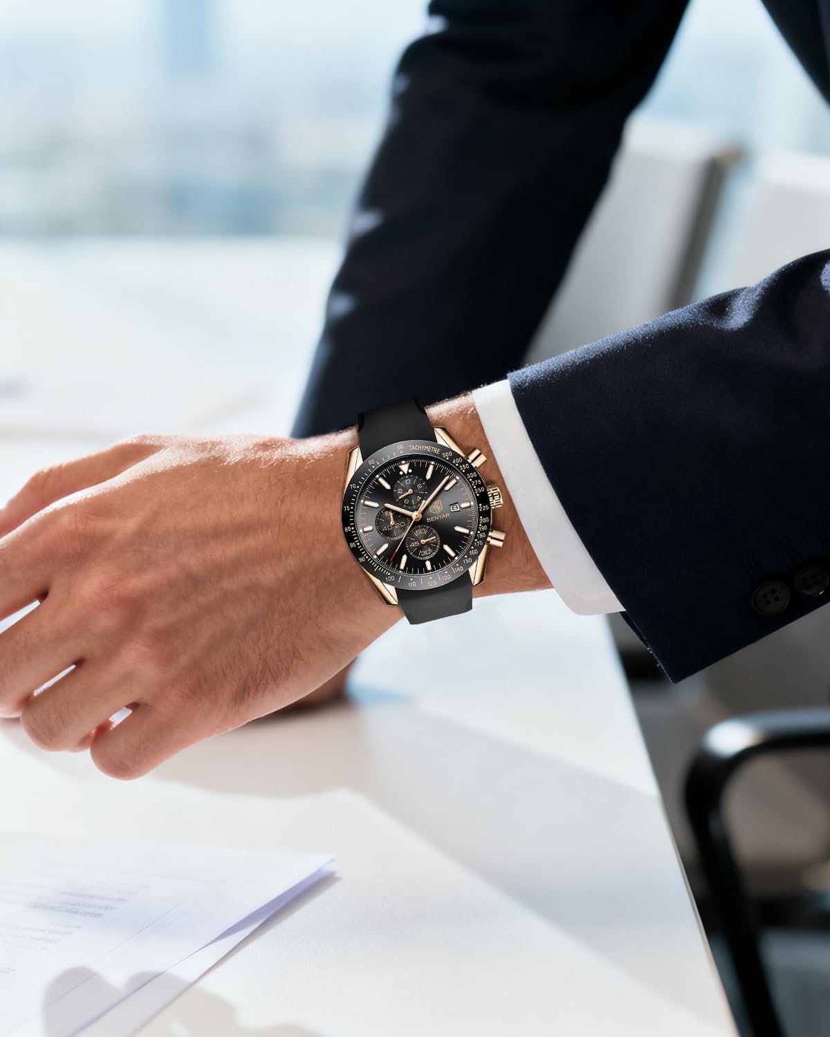 BENYAR Reloj para hombre analógico cronógrafo de cuarzo, impermeabl...