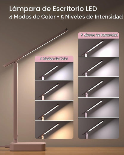 Addtam Lámpara LED de escritorio, tira de alimentación con 3 tomas,...