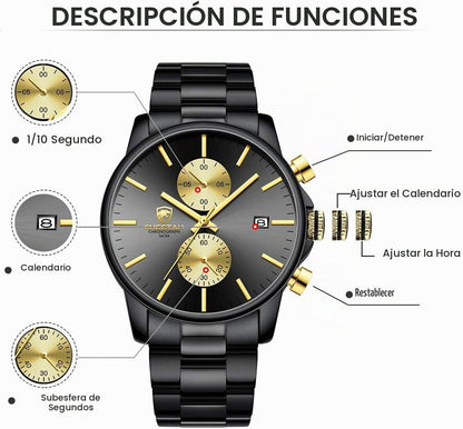 GOLDEN HOUR Fashion Business - Relojes para hombre con cronógrafo,...