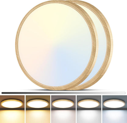 zemty Paquete de 2 luces LED de techo empotradas de madera sintétic...