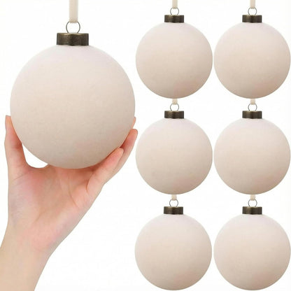 6 adornos grandes de terciopelo de Navidad de 4 pulgadas | Bolas co...