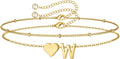 M MOOHAM Pulseras de oro con inicial de corazón para mujer, pulsera...