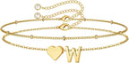 M MOOHAM Pulseras de oro con inicial de corazón para mujer, pulsera...