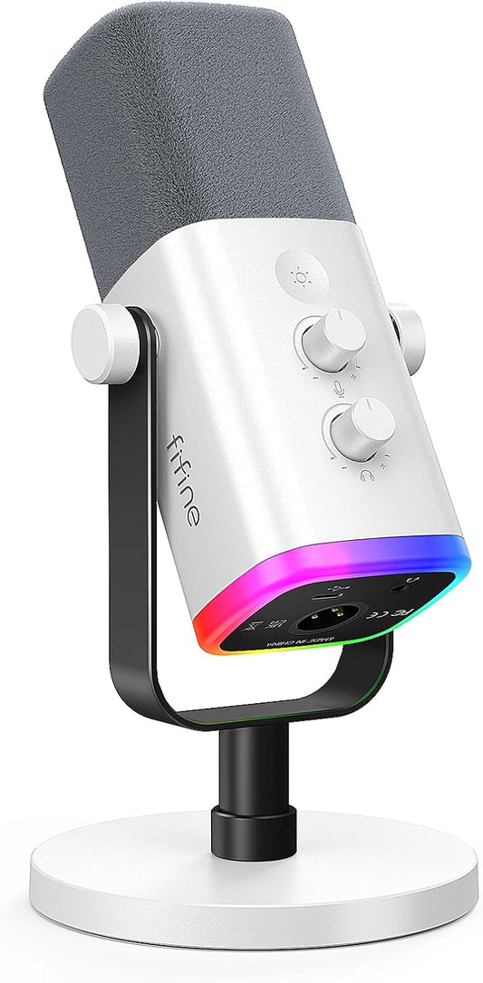 FIFINE AmpliGame AM8W XLR\/Micrófono de juegos USB para transmisión...