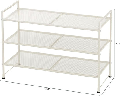 Simple Houseware Zapatero apilable de malla de 3 niveles, color bla...