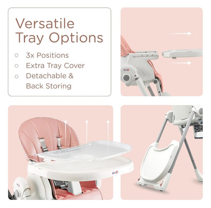 KUB Silla alta plegable 3 en 1 para bebé | 7 alturas y 4 reclinacio...