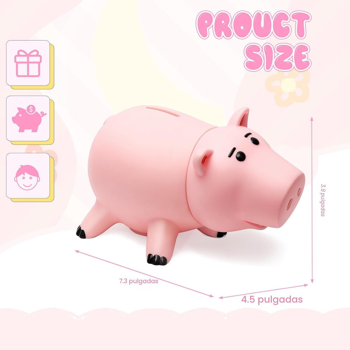 Hamm - Hucha de cerdo rosa, caja de dinero de plástico con paquete...